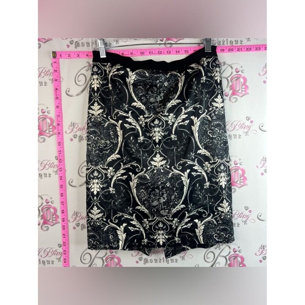 Tristan skirt paisley pattern shiny Black and White Baroque Pencil Skirt